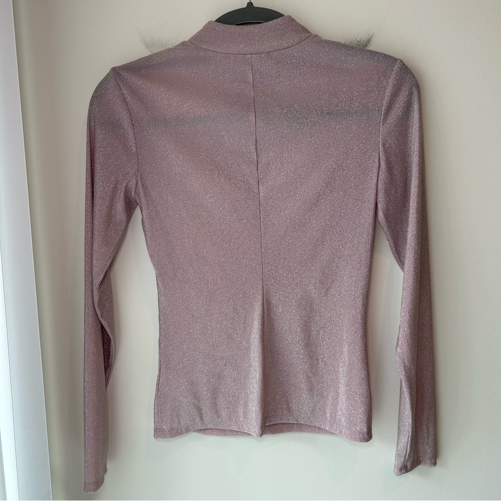 Reformation Bailey Knit Long Sleeve Top Rose Sparkle Size Small - Picture 7 of 8